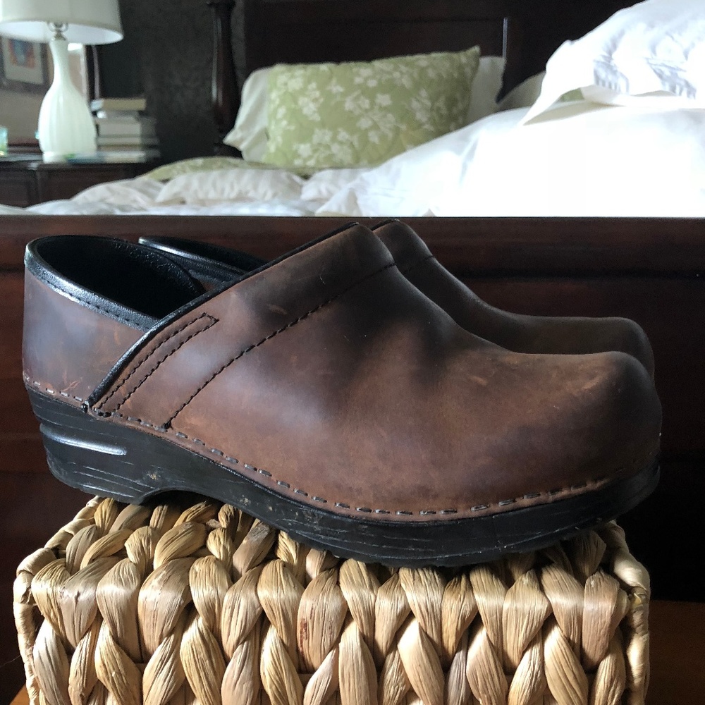 Dark Brown Leather Dansko clogs